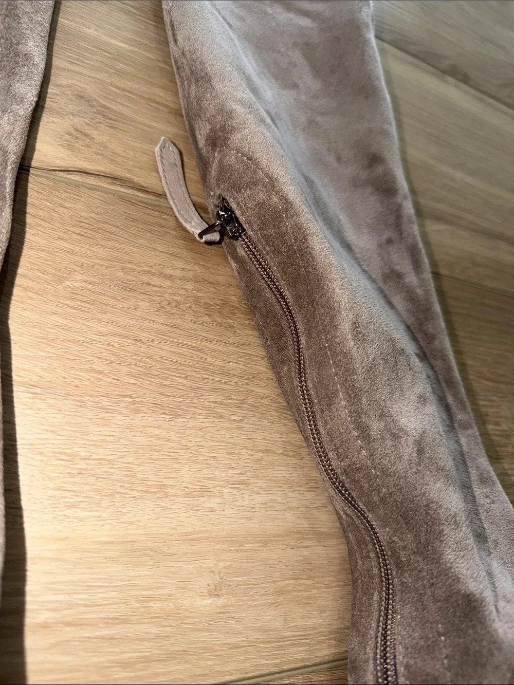 Women's Over-the-Knee Suede Block Heel Boots - Taupe size 8 zip up
